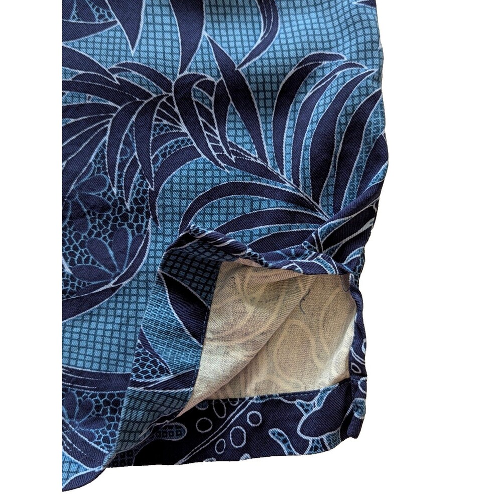 Pusser's Island Reserve Men SS Silk Camp Shirt Tropical Teal Blues Tiny Flaw - Picture 7 of 12